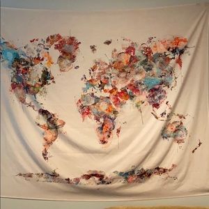 Watercolor World Map Tapestry
